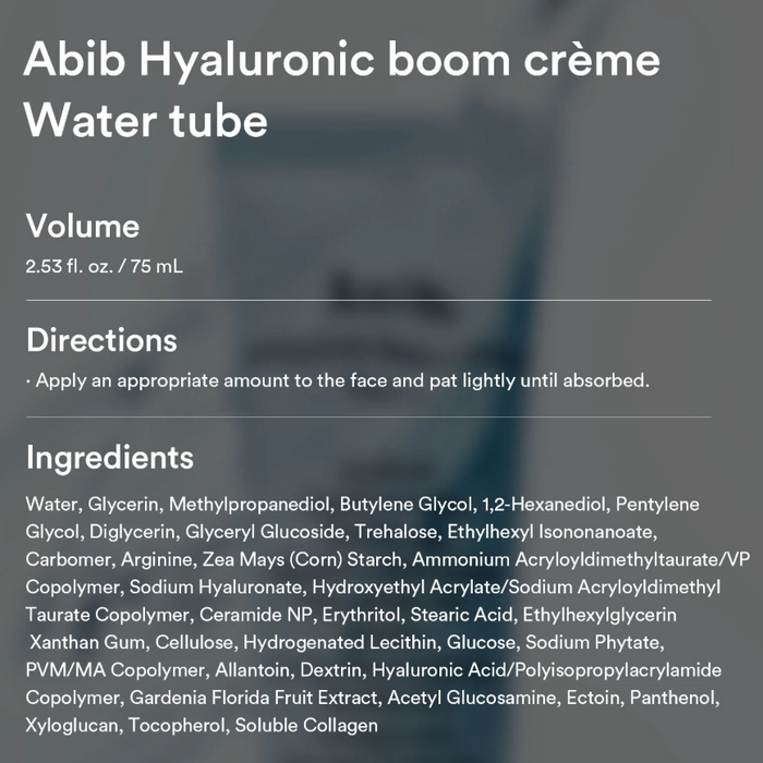 ABIB - Hyaluronic Boom Crème Water Tube