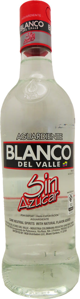 Blanco Del Valle Aguardiente Sin Azucar 58 Proof 750ml