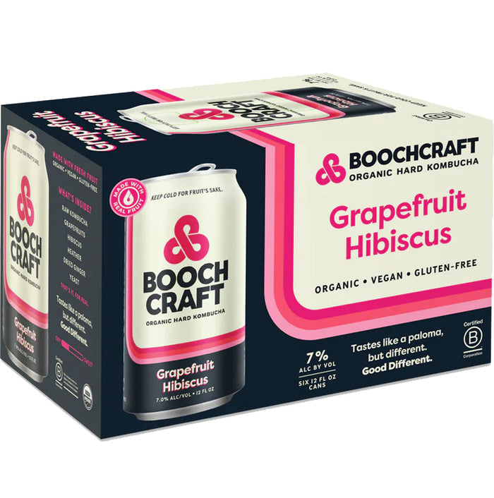 Boochcraft Grapefruit Hibiscus Kombucha 6pk Cans
