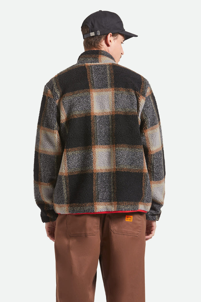 Brixton Buffalo Plaid Sherpa Black Cream Full Zip Jacket