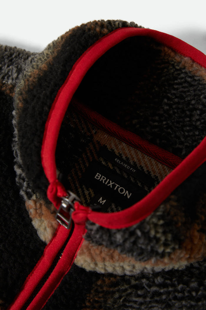 Brixton Buffalo Plaid Sherpa Black Cream Full Zip Jacket