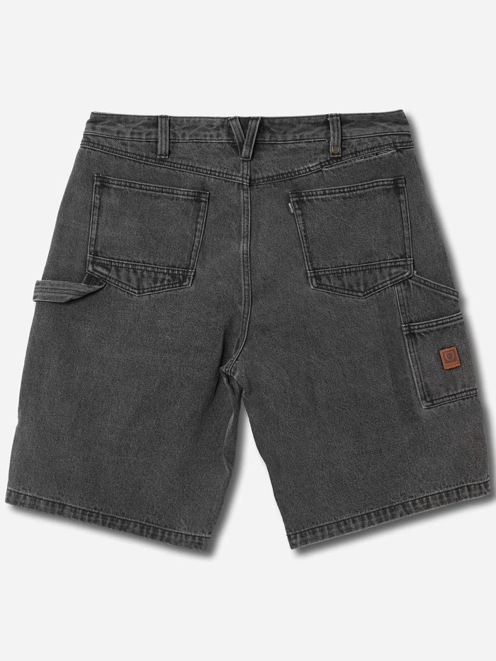 Brixton Builders Carpenter Washed Black Denim Baggy Shorts