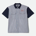 Brixton Builders Olson Blue Aura Stripe S/s Woven Shirt