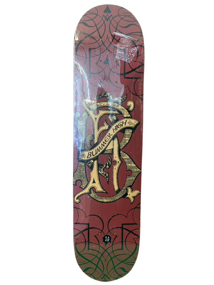 Bummer High Old English Initial Red/Black 7.5'' Classic Skateboard Deck