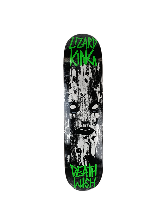 Deathwish Lizard King Sketchy Face Black White Green Orange Top Size 7.4" Vintage NOS Deck