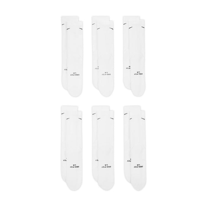 Nike Everyday Elevated 6 Pack White Crew Socks HQ8021-901