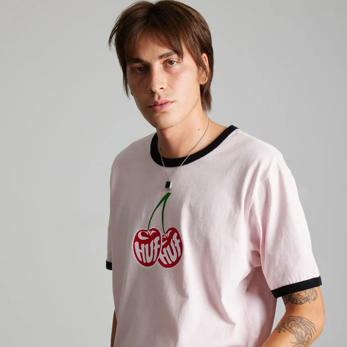 HUF Cherries Dusty Pink Ringer S/s Shirt