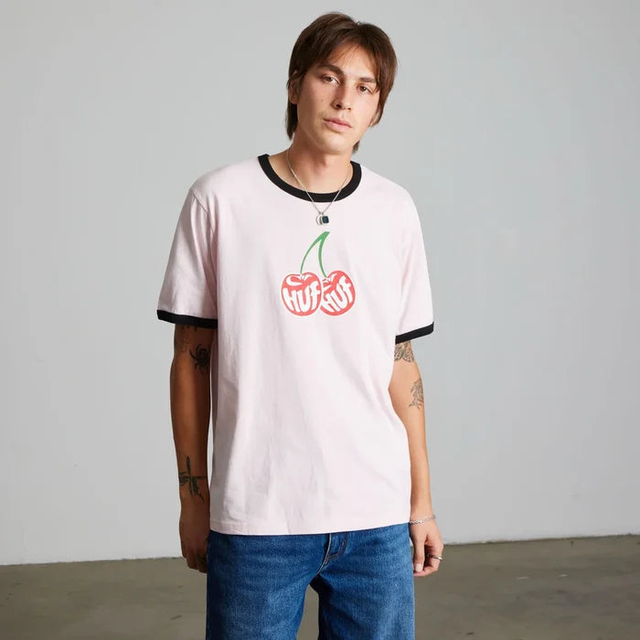 HUF Cherries Dusty Pink Ringer S/s Shirt