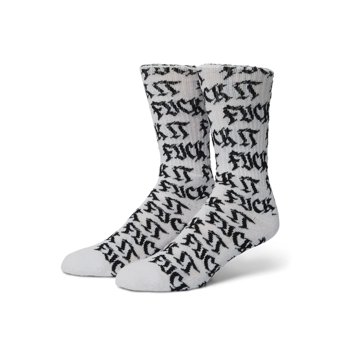 HUF Fuck It Old Style White Crew Sock