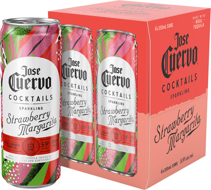 Jose Cuervo Sparkling Margarita Strawberry 4pk 355ml Can