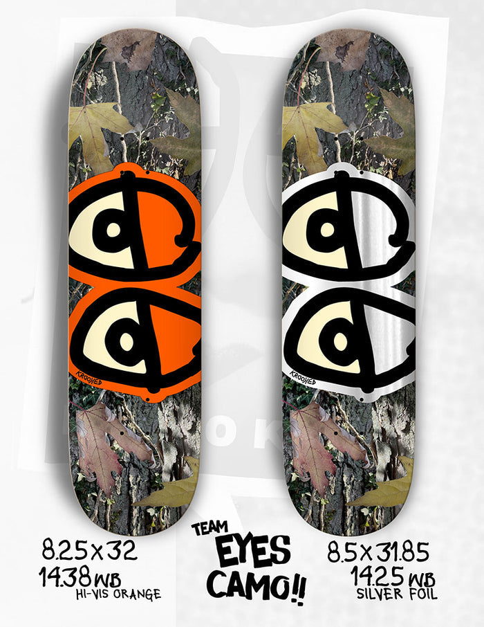Krooked Eyes Camo/Silver Foil 8.5" Skateboard Deck
