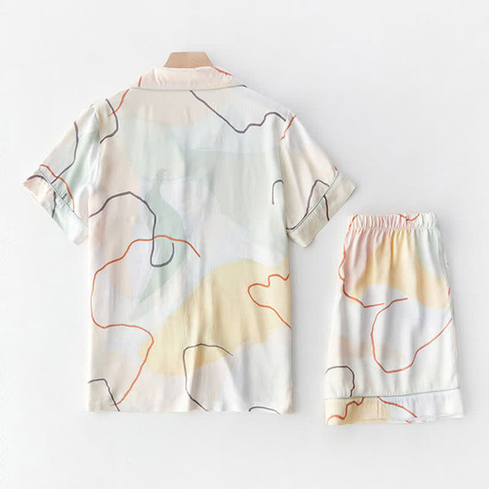 Ownkoti Abstract Print Sateen Short Sleeve Loungewear Set - image 2