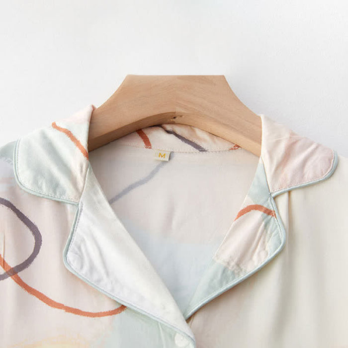 Ownkoti Abstract Print Sateen Short Sleeve Loungewear Set - image 3