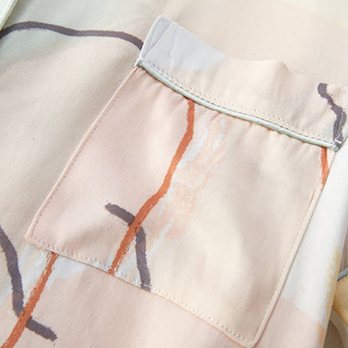 Ownkoti Abstract Print Sateen Short Sleeve Loungewear Set - image 6