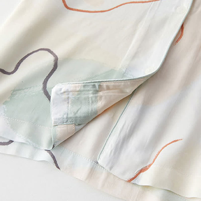 Ownkoti Abstract Print Sateen Short Sleeve Loungewear Set - image 7