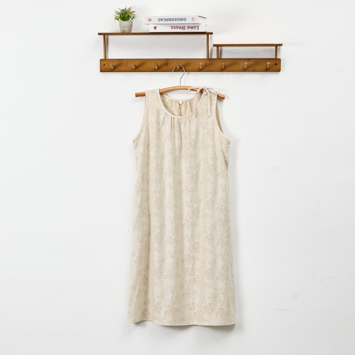 Ownkoti Beige Retro Flower Cotton Nightdress - Beige - XL - image 0