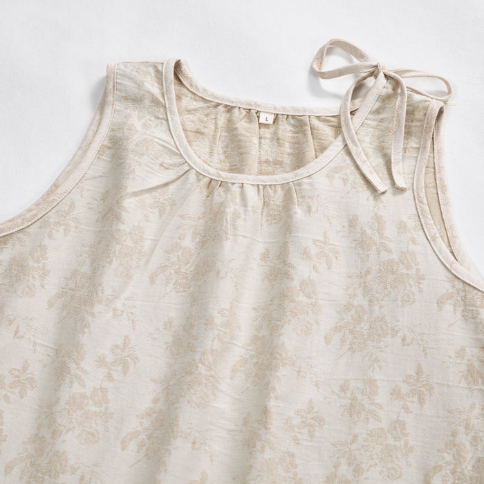 Ownkoti Beige Retro Flower Cotton Nightdress - image 2