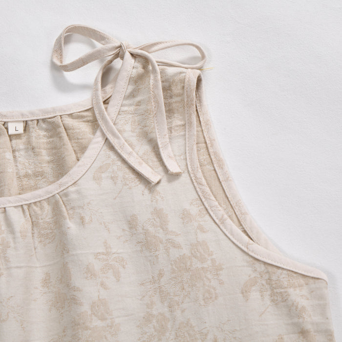 Ownkoti Beige Retro Flower Cotton Nightdress - image 3