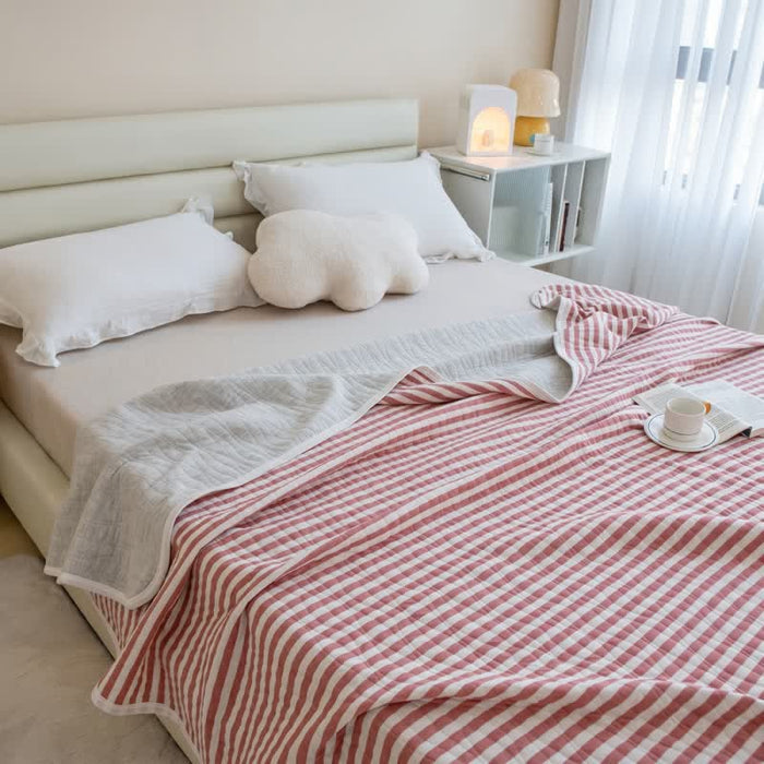 Ownkoti Blush Stripe Quilted Cotton Summer Quilt - image 1