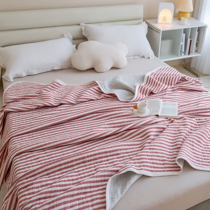 Ownkoti Blush Stripe Quilted Cotton Summer Quilt - image 2