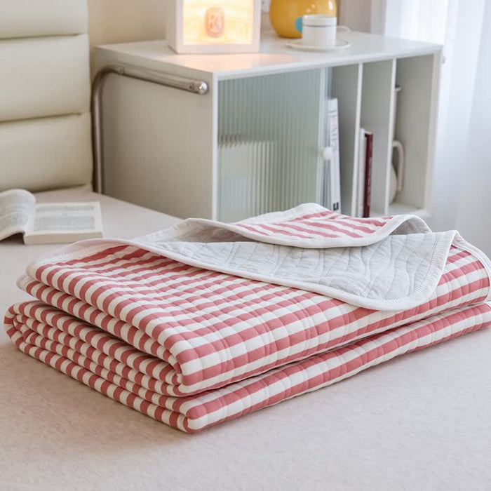 Ownkoti Blush Stripe Quilted Cotton Summer Quilt - Pink - 79" × 91" - image 4