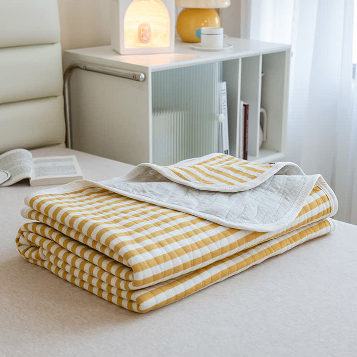 Ownkoti Blush Stripe Quilted Cotton Summer Quilt - Yellow - 79" × 91" - image 5