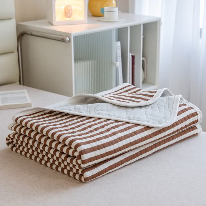 Ownkoti Blush Stripe Quilted Cotton Summer Quilt - Caramel - 79" × 91" - image 6
