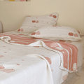 Ownkoti Cream Pumpkin Quilted Lyocell Summer Quilt - White - 79" × 91" - 3PCS Bedding Set - image 0