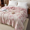 Ownkoti Elegant Floral Cotton Muslin Quilt Blanket - Pink - Queen - image 0