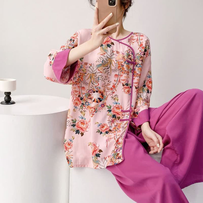Ownkoti Floral & Cat Eastern-Inspired Loungewear Set - image 2