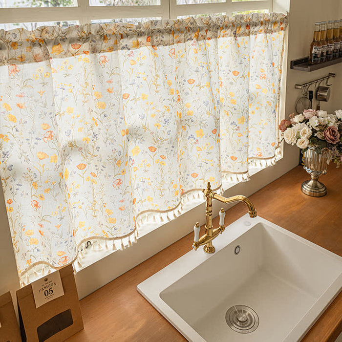 Ownkoti Floral Semi-Sheer Kitchen Half Curtain - image 3