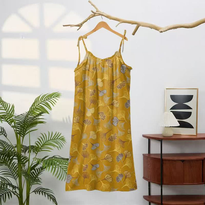 Ownkoti Ginkgo Leaf Tie Strap Lounge Nightgown - image 1