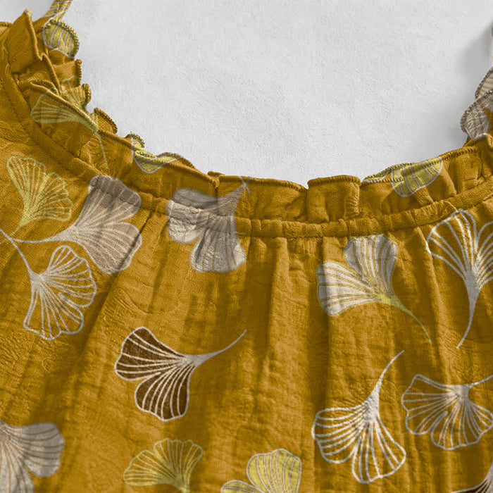 Ownkoti Ginkgo Leaf Tie Strap Lounge Nightgown - image 3