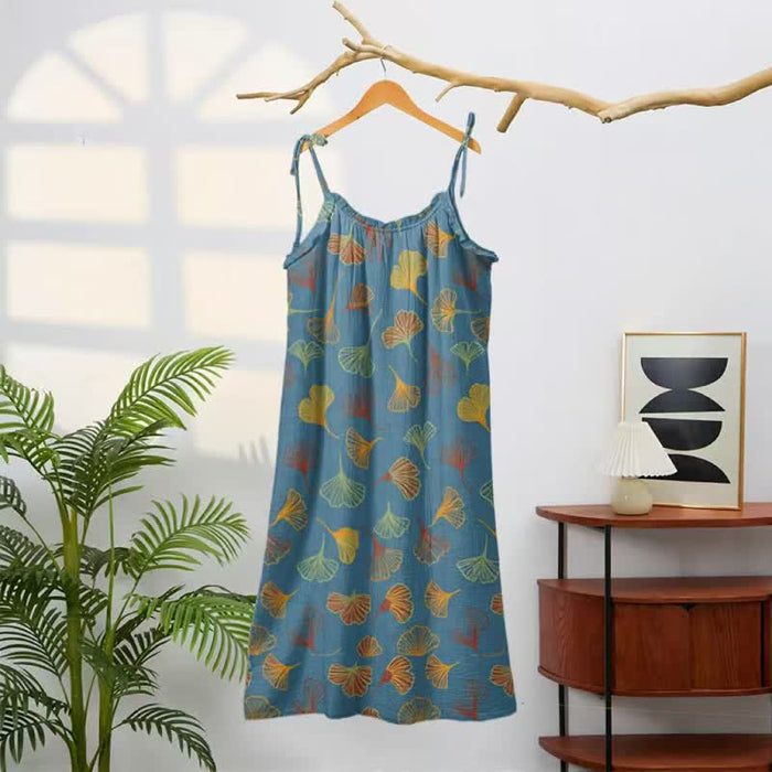 Ownkoti Ginkgo Leaf Tie Strap Lounge Nightgown - image 6