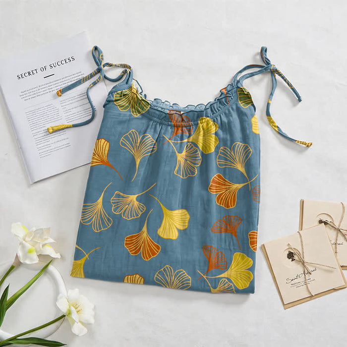 Ownkoti Ginkgo Leaf Tie Strap Lounge Nightgown - image 7