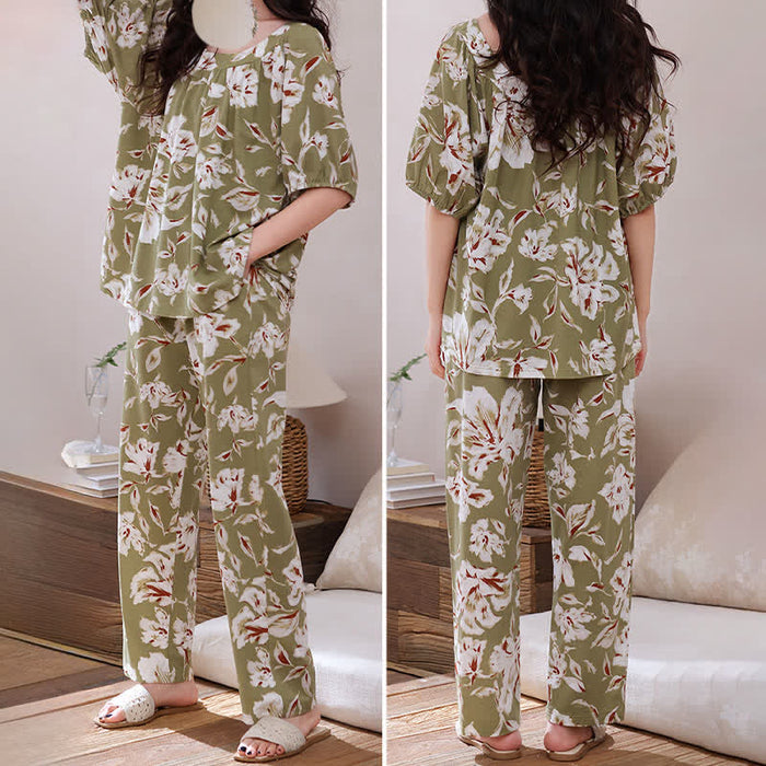 Ownkoti Olive Floral Cotton Loungewear Set - image 3