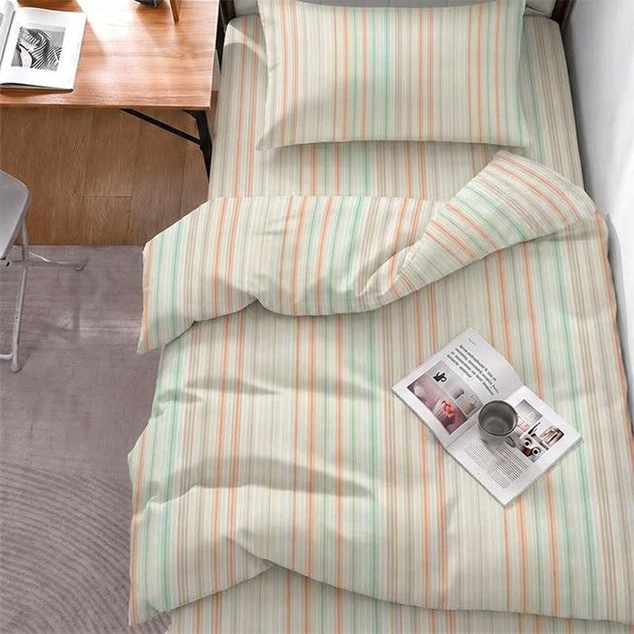 Ownkoti Pastel Pinstripe Minimalist Dorm Bedding Set - Twin XL - Orange Green Stripe - 5-Piece Complete Set - image 0