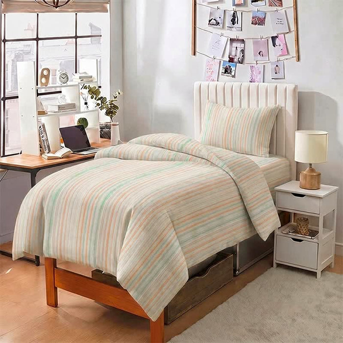 Ownkoti Pastel Pinstripe Minimalist Dorm Bedding Set - image 2
