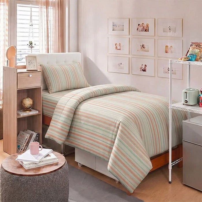 Ownkoti Pastel Pinstripe Minimalist Dorm Bedding Set - image 3
