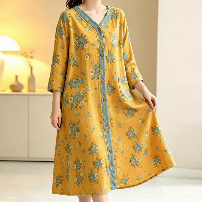 Ownkoti Plus Size Floral Cotton Gauze Cardigan Nightgown  - image 1
