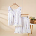 Ownkoti Purple Floral Cotton Ruffle Lace Pajama Set - Purple - XL - image 0