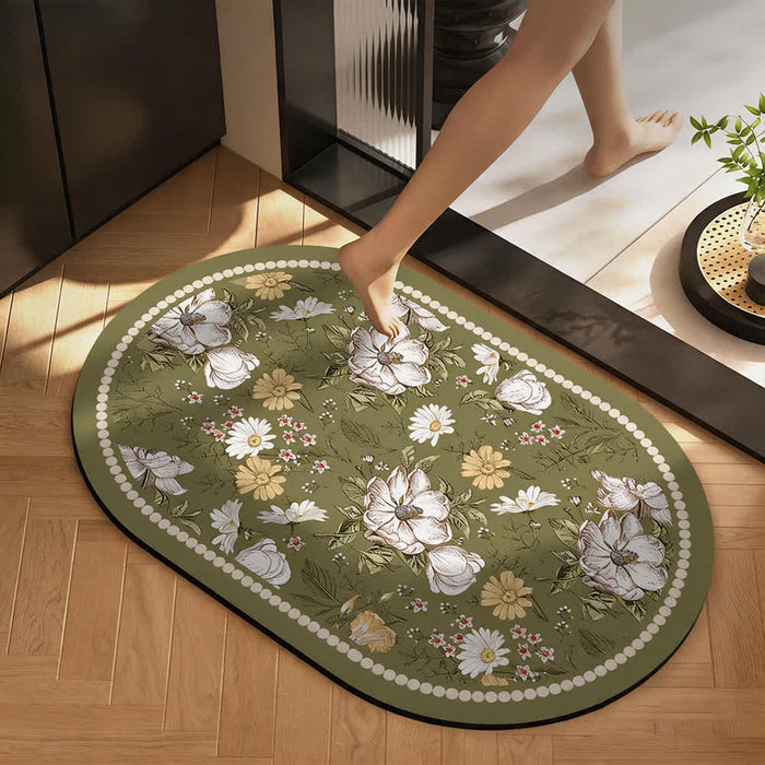 Ownkoti Retro Botanical Diatom Mud Anti-Slip Mat - Ellipse - 23"W x 35"L - image 2