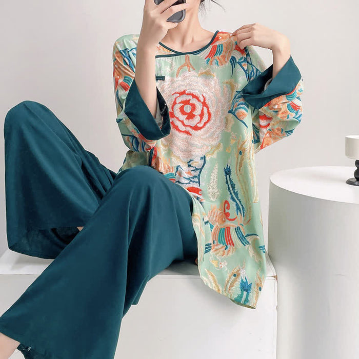 Ownkoti Retro Floral Eastern-Inspired Loungewear Set - image 1