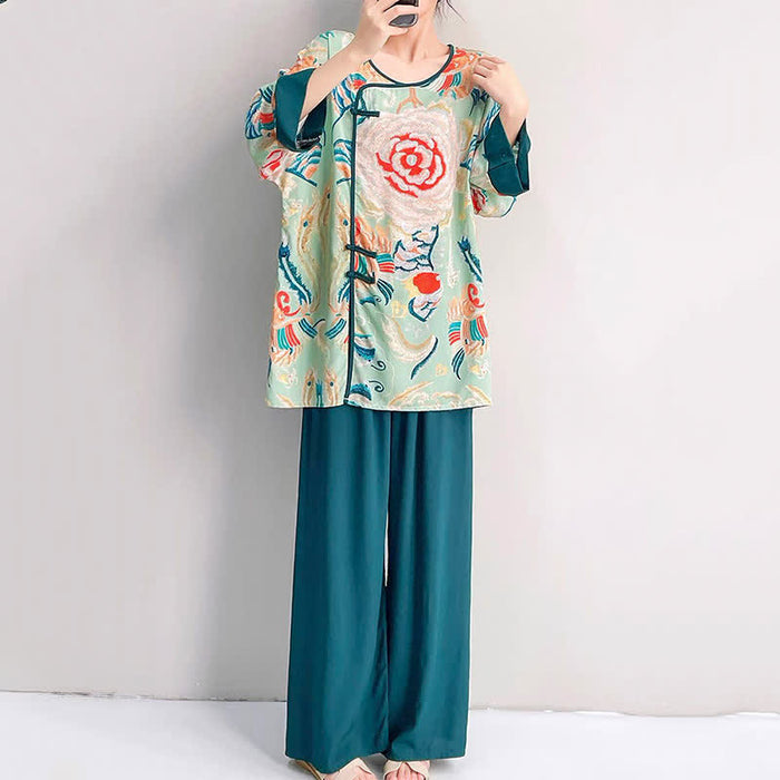 Ownkoti Retro Floral Eastern-Inspired Loungewear Set - image 2