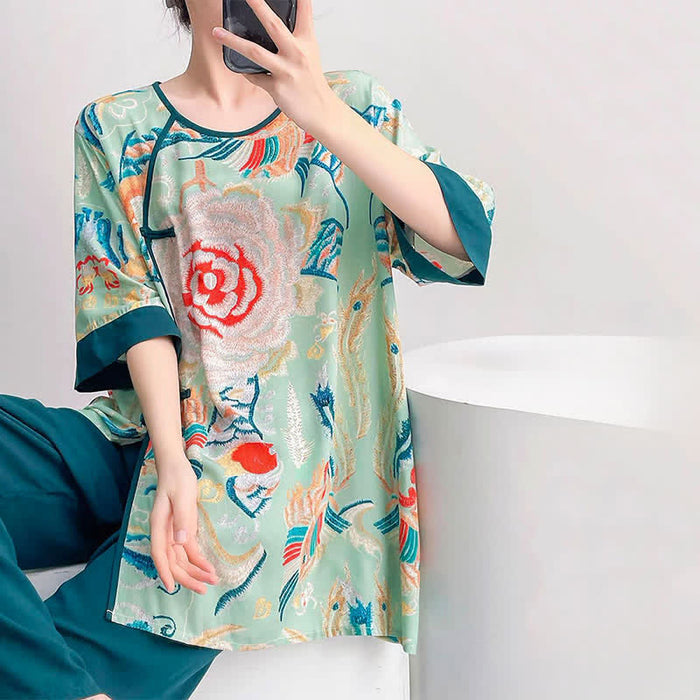 Ownkoti Retro Floral Eastern-Inspired Loungewear Set - image 6