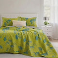 Ownkoti Retro Garden Flower Cotton Reversible Quilt - Green - Quilt with 2pcs Pillowcases - King - image 0