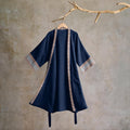 Ownkoti Retro Geometric Border Cotton Lounge Robe - Blue - XL - image 0