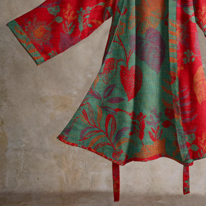 Ownkoti Retro Leaf Jacquard Cotton Kimono Robe - image 4