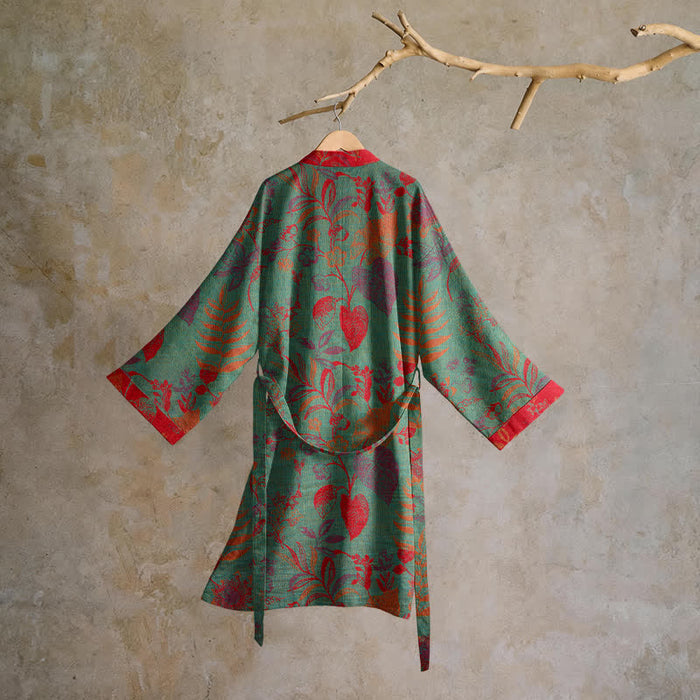 Ownkoti Retro Leaf Jacquard Cotton Kimono Robe - image 6