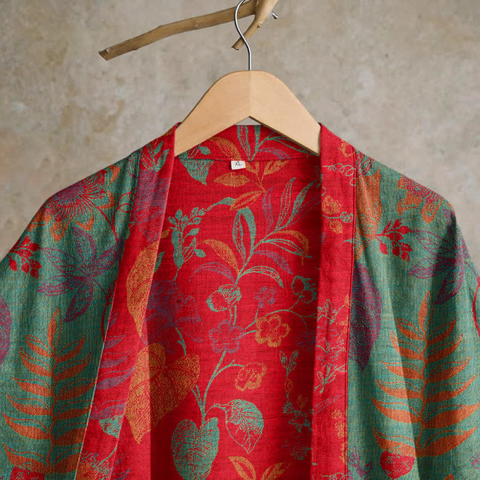 Ownkoti Retro Leaf Jacquard Cotton Kimono Robe - image 7